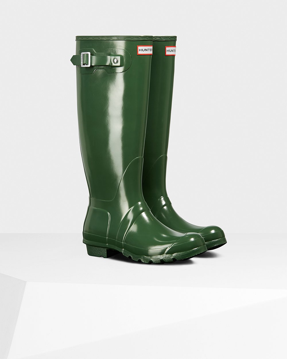 Womens Tall Rain Boots - Hunter Original Gloss (18XPARKVJ) - Green